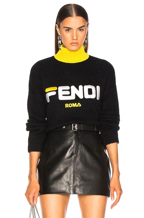 fendi leather studded sweatshirt|fendi oversized sweater.